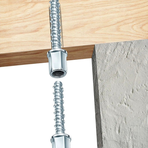 100 Piece Set 3/8 Inch Threaded Rod Anchors for Concrete and Steel, 1/4 Inch Diameter, 2 Inch Length, Zinc Finish Vertical Anchor Screws