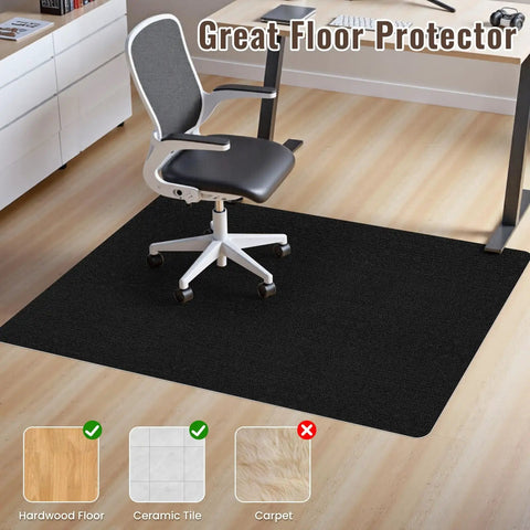 Office Chair Mat For Hardwood Floor No Slip Protection For Rolling And Gaming Chairs 36x48 Inches Heavy Duty Floor Protector Easy To Clean Odor Free Pet Friendly Black in office setup
