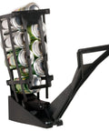 Wall Mounted Can Crusher For Soda And Aluminum 12 Oz Recycling One Hand Operated With Extended Lever holding crushed cans.