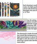 Six Pack Landscape Abstract 5D Diamond Painting Kits For Adults Beginners DIY Home Wall Decor Gift Set 11.8x15.7 Inch Canvases With Full Drill Tools Easy To Follow Instructions Stress Relief Art Craft featuring canvas with diamond details and clear instructions