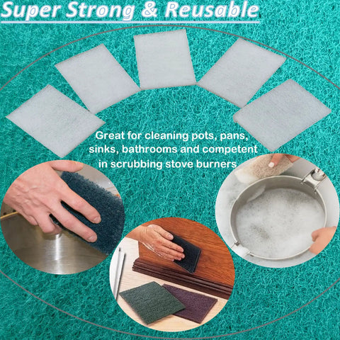 Premium Scuff Pads 10 Pack 6X9 Inch 2000 Grit Heavy Duty Scrubbing Pads for Auto Body Prep and Woodworking shown in various angles.