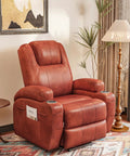 Power Lift Recliner Chair For Elderly With Cup Holders And Side Pockets, Electric Lift Sofa For Living Room, Leathaire Dark Brown Finish