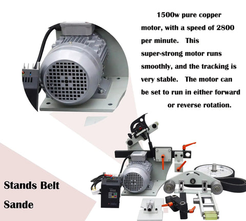Badass 72X2 Inch Belt Sander and Polisher Featuring Slick Variable Speed Dial for Swift Knife Sharpening Rust Removal Heavy Duty Industrial Grinder 220V close-up of 1500W pure copper motor with control panel.