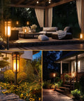 Metal Solar Torch Lights With Adjustable Height From 24 To 50 Inches for outdoor yard patio with LED flame effect
