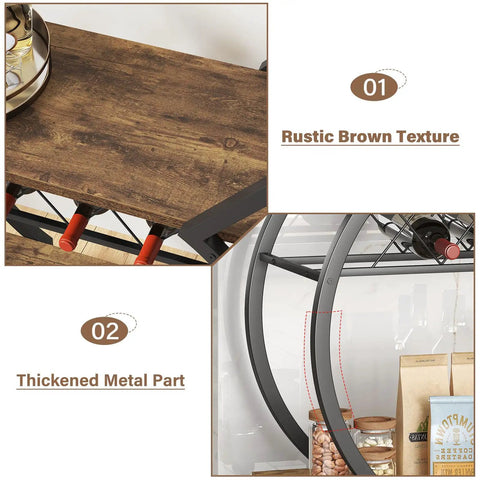 Smooth Rolling Industrial Bar Cart With Spacious Wooden Shelves And Rock Solid Wheels For Your Kitchen Or Lounge Space Chilled Beverage Serving Station showcasing rustic wood texture and thickened metal parts.