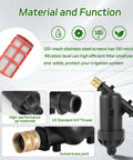Three Quarters Inch Drip Irrigation Y Filter With 120 Mesh Stainless Screen Inline Filter For Garden Hose GHT Male Thread