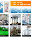 Top Shelf Drinking Water Test Strips Kit For Well Tap And City Water quickly checks 16 parameters, includes various water sources.