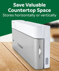 Compact Vacuum Sealer With Airtight Bags And Roll Keeps Food Fresh Up To 5X Longer, white unit on countertop