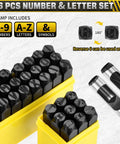 36-Piece Metal Stamping Kit with 10mm dies for imprinting plastic, wood, leather, and jewelry, A-Z, 0-8, symbol, steel stamps