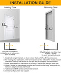 Installation guide showing Two Pack Heavy Duty Barricade Brackets For Security Door Reinforcement Drop Open Bar Holder Steel U Bracket In 4.0mm Thick Steel Suitable For Outswing And Inswing Doors Or Gates Industrial Grade Black Powder Coating For Rust Resistance on inswing and outswing doors.