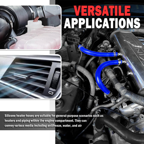 Thickened Silicone Heater Hose Kit With Five Clamps For Engine Coolant And Radiator Vacuum Lines in engine bay installation