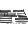 Heavy Duty Full Bed Frame With 18 Inch Rise Black Finish Noise Free Design No Box Spring Required No Sweat Assembly components laid out