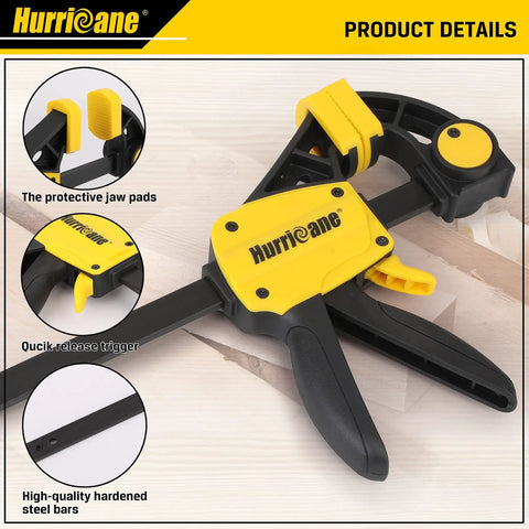 One Handed Bar Clamps Set, 6 Pack Quick Release With 6 Inch And 12 Inch Trigger Clamps For Woodworking, Easy One Hand Operation