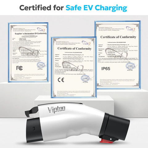Tesla To J1772 Adapter 60A 250V Level 2 Ev Charger Converter with certification documents for safe charging.