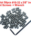 Heavy Duty 50 Piece 10-32 By 3/8 Inch Hex Socket Set Screws In 304 Stainless Steel With Allen Head Grub Screws, Includes 3/32 Inch Allen Wrench