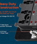 Rock Solid 100 Amp 10 Way Atc Ato Blade Fuse Block with heavy duty construction and quick disconnect terminals for automotive use.
