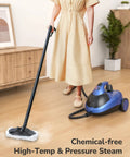 Heavy Duty Steam Cleaner With 21 Attachments, 293 Fahrenheit Steam Mop For Home And Car, 50 Oz Tank in use on hardwood floor.