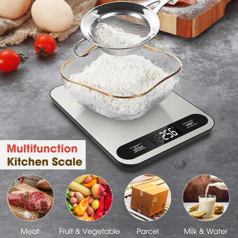 Digital Kitchen Scale With 22 Pound Capacity, 1 Gram Precision, Six Unit Conversions In Grams Kilograms Pounds Ounces Milliliters