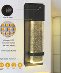Outdoor Dusk To Dawn Wall Lights 2 Pack Black Anti Rust Exterior Waterproof Porch Lights With Bubble Crystal Glass features