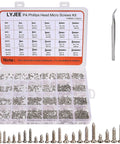 Nickel Plated M1.2 M1.4 M1.5 M2 Round Pan Head Tapping Screws Kit For Laptop Notebook Electronics Repair 1100 Pieces 24 Types
