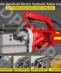 Portable Electric Hydraulic Rebar Cutter Crazy Fast 3.0 To 3.5 Second Cut 4 To 20 Mm Capacity No Sparks Low Vibration Adjustable Bolt Cutter Tool For Construction And DIY Projects Blue, red handheld steel cutter