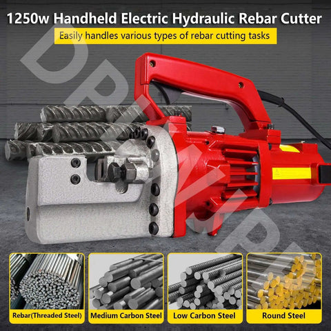 Portable Electric Hydraulic Rebar Cutter Crazy Fast 3.0 To 3.5 Second Cut 4 To 20 Mm Capacity No Sparks Low Vibration Adjustable Bolt Cutter Tool For Construction And DIY Projects Blue, red handheld steel cutter