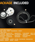 Jeep Wrangler 3.8L V6 Serpentine Belt Tensioner and Idler Pulley Beefed Up Heavy Duty Drive Kit Replacement for 2007 to 2011 package contents