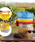 Five Gallon Filter Bag Set With Handles Five Pack Featuring 25 73 120 160 220 Micron Mesh Bags Color Coded Labels on barrel