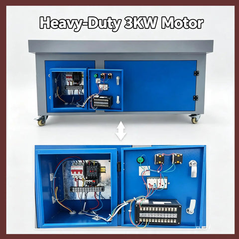 Heavy Duty Top Shelf Industrial Dust Collector And Welding Fume Extractor With Badass 220V 3Kw Motor showing internal wiring and motor.