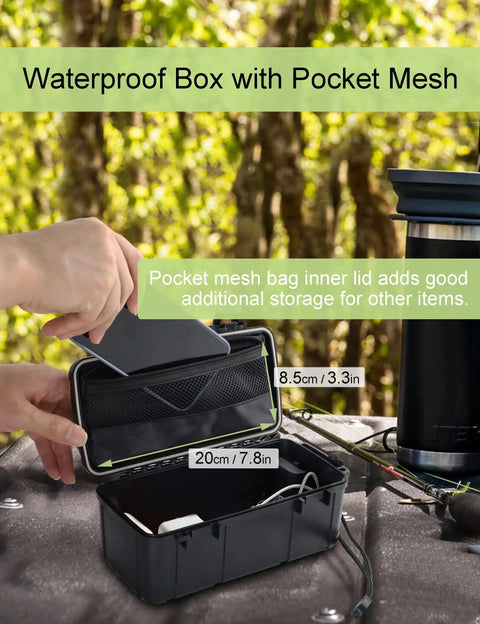 Floating Waterproof Kayak Dry Box With Stainless Steel Hinge And Mesh Pocket Airtight ABS Storage Case Open View