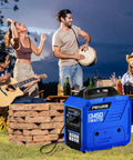 3450 Watt Portable Inverter Generator For Camping And RV Use With A 1.6 Gallon Gas Tank, outdoor camping scene