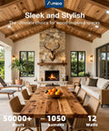 Amico 48 Pack 6 Inch LED Recessed Lighting, Canless Wafer Downlight, Black in a stylish wood-inspired living space.