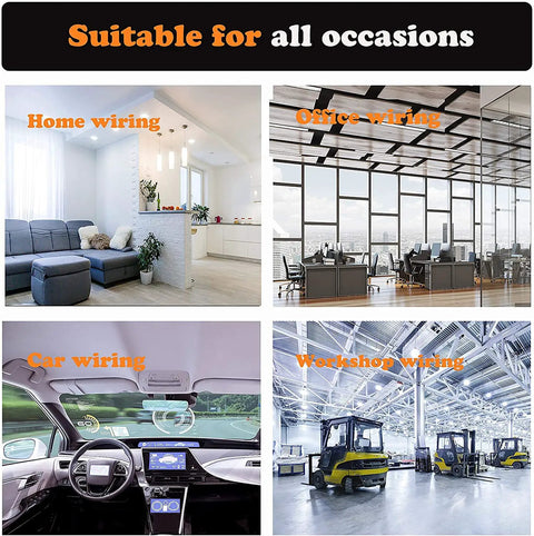 Image showing 50 Pack Adhesive Cable Clips For Cord Management In Cars Offices And Homes No Fuss Sticky Wire Holders in various settings.