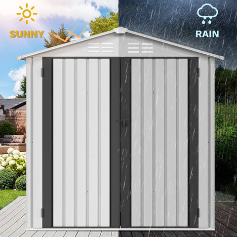 6x4 Ft Outdoor Storage Shed Lockable Metal Tool Shed Waterproof Garden Shed With Vents for any weather in a backyard