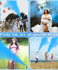 Totally Epic Gender Reveal Fire Extinguisher 2 Pack Straight Up Biodegradable Eco Friendly Party Confetti Sprayer For Baby Shower Decor Smooth Operator Color Blast with blue powder bursts at celebrations.