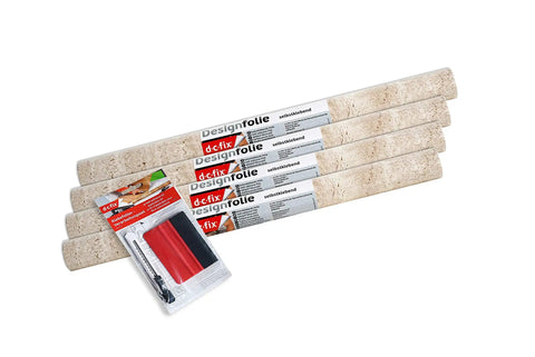 Beige Marble Self Adhesive Film Roll 17 By 78 Inches, 4 Pack With Applicator, ideal for walls cabinets furniture shelves.