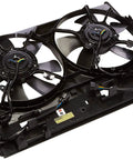 Heavy Duty Radiator Fan Motor For Direct Swap And No Sweat Engine Cooling On Solid Rides with dual fans and black housing.