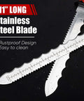 PINOZE 11-inch stainless steel insulation knife with ruler-scale serrated blade and black handle