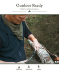 Person using a 7.5 Inch Folding Saw For Bushcraft, Camping, And Trail Maintenance in a forest setting.