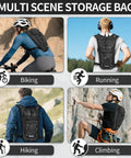 Hydration Backpack With 2L Leak-Proof Water Bladder used for rave, cycling, running, hiking, climbing; tear-resistant nylon and ergonomic fit.