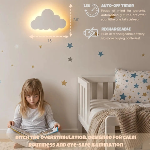 Cloud Night Light For Nursery With Dimmable And Rechargeable Design, Kid Friendly Wall Lamp For Bedtime Routines, cozy glow in nursery