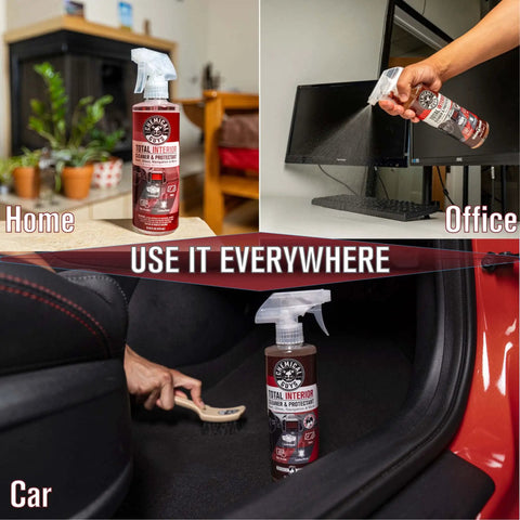 All In One Interior Cleaner And Protectant With Black Cherry Scent, 16 Oz, Safe On Leather, Vinyl, Plastic, Rubber And Glass, Cleans, Protects, And Refreshes Dash, Doors, And Panels For A Factory Clean Look And Fresh Car Vibe, used in home, office, and car