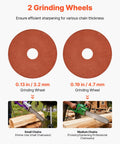 Two grinding wheels for the Tough Electric Chainsaw Sharpener Bench Mounted Eighty Five Watt Motor for efficient sharpening.