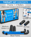 Roller Therapy Kit With Lever Action Pressure Control And Quick Change Rollers For Deep Muscle Relief, 4 Roller Massager Set displayed