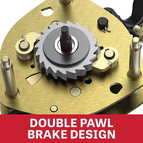 Close-up of Double Pawl Brake Design in Compact Lever Hoist One Quarter Ton With Ten Foot Lift, Lightweight Yet Strong For Confined Areas