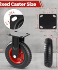 8 Inch Heavy Duty Solid Rubber All Terrain Caster Wheels Set Of 4 With 2200 Lb Capacity, side view with dimensions