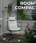Hanging Egg Chair with Stand for Indoor Outdoor Chill, Plush Washable Cushions, 350 Lbs Capacity, in garden setting