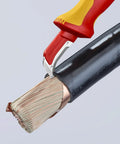 Insulated Dismantling Knife for Electricians 1000V Safe Work Tool With Fixed Hook Sickle Blade cutting through cable