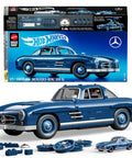 Hot Wheels Premium Building Set 1 To 12 Mercedes Benz 300 SL Dope Model Kit With 1600 Pieces displayed with box and parts