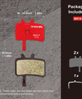 High Performance Disc Bike Brake Pads For AVID SRAM BB7 Mechanical And Juicy Series Plus PROMAX DSK, red pad, measurements shown